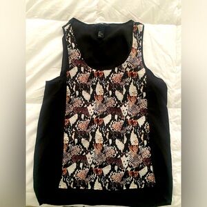 H&M Brown and White Sleeveless Top